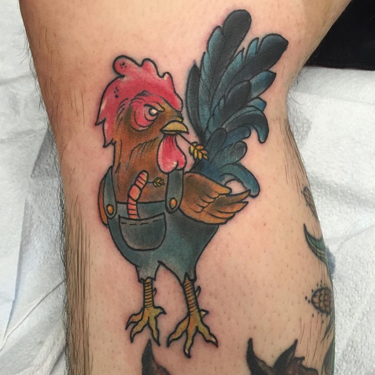 cartoon rooster tattoo