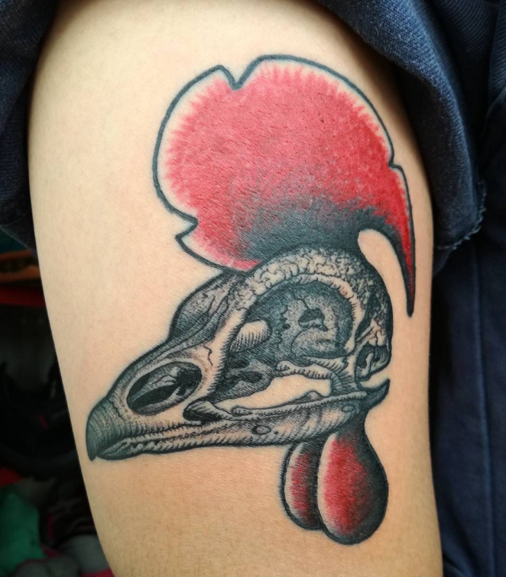 skull rooster tattoo design