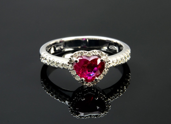 ruby heart engagement ring