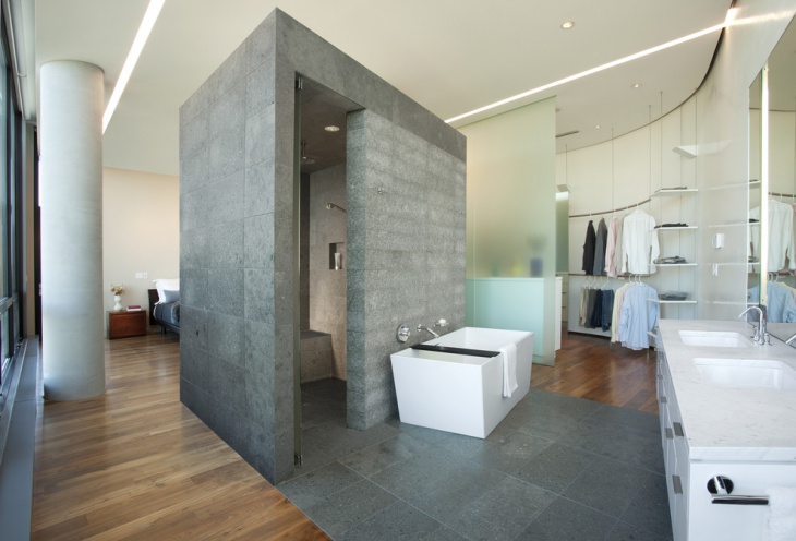 industrial style penthouse bathroom