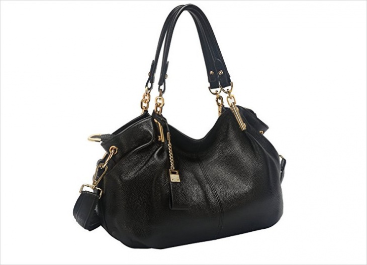 black leather designer handbag