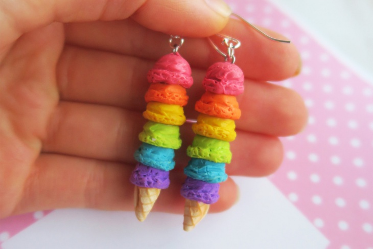 rainbow ice cream earrings