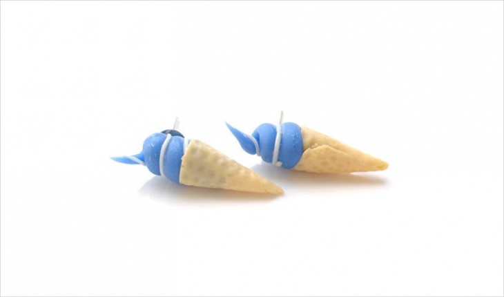 blue ice cream earrings