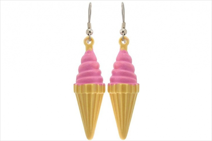ice cream cone drop earrings