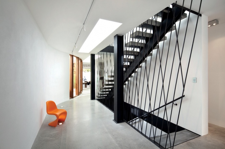 black steel space saving stairs