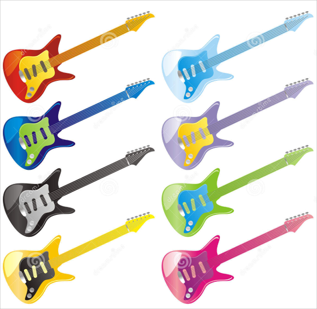 colorful guitar icons