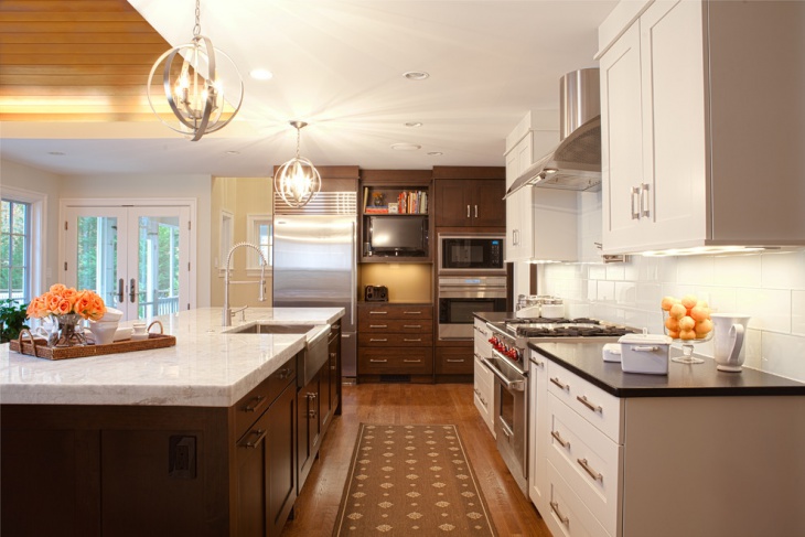 large rectangular kitchen design