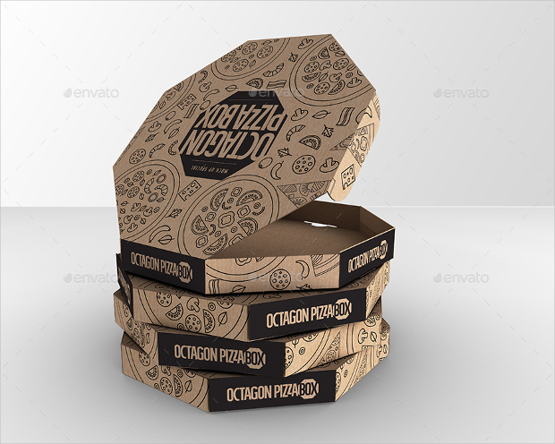 packaging octagon pizza box mockup