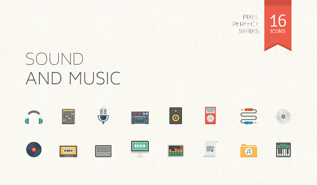 sound and music flat icons
