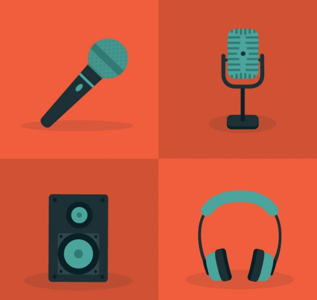 color microphone and audio icons