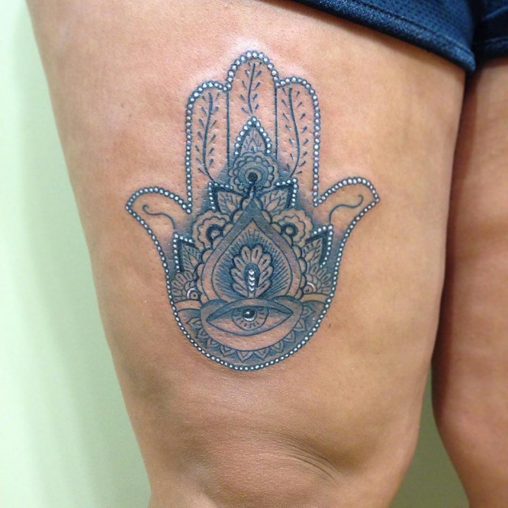 hamsa tattoo for thigh