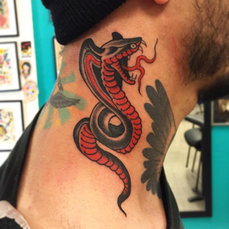 cobra tattoo on neck