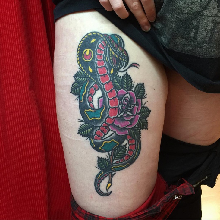 cobra and rose tattoo design