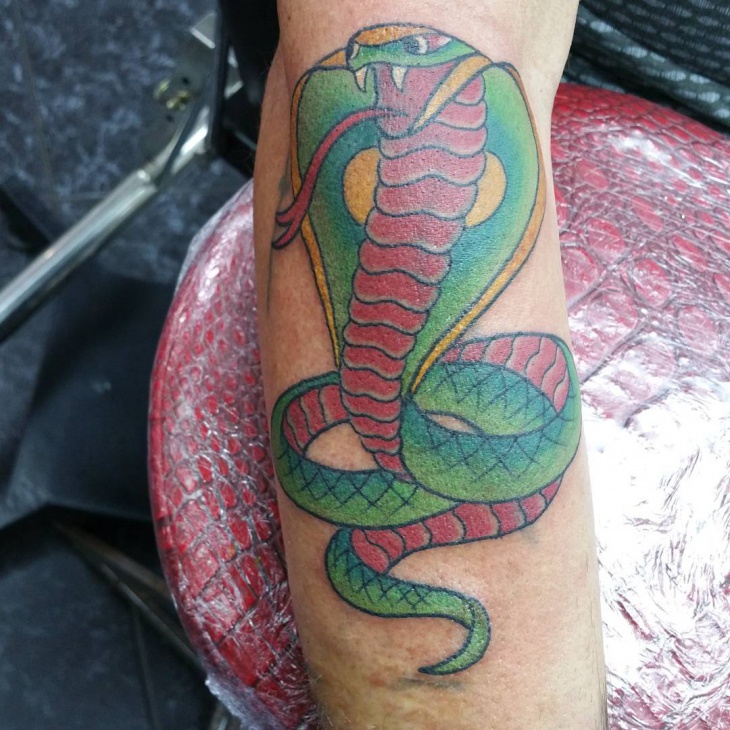 colorful cobra tattoo idea
