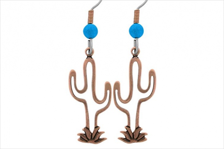 turquoise cactus earrings
