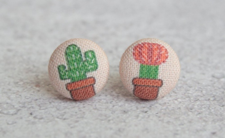 fabric cactus earrings1