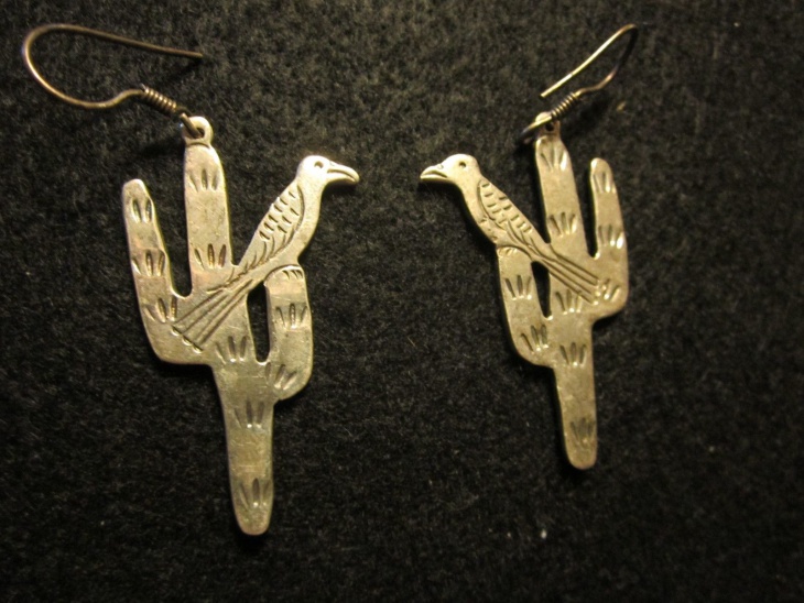 cactus and bird earrings