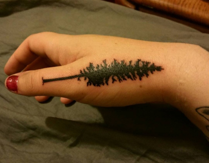 finger pine tree tattoo1