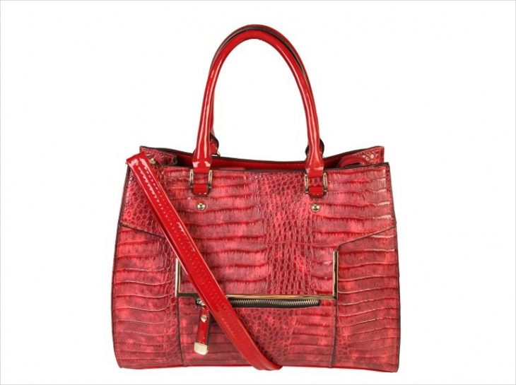 red animal print handbag