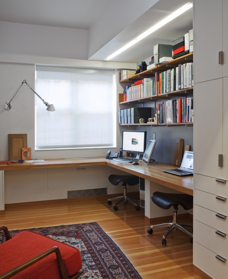corner home office shelves