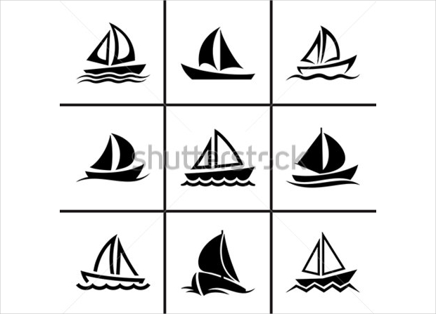 sail boat icons set