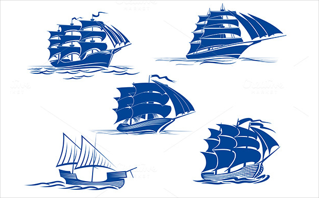 medieval sailing ships icons