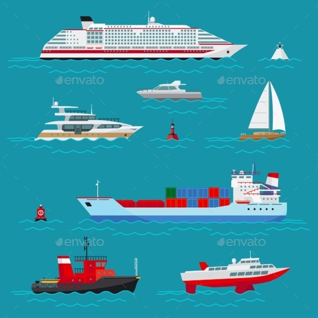 sea ships flat icons