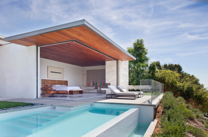 modern poolside bedroom design
