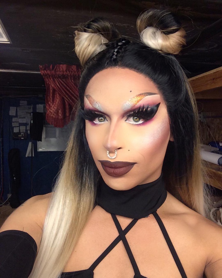 glitter drag queen makeup design