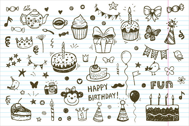 birthday doodle icons