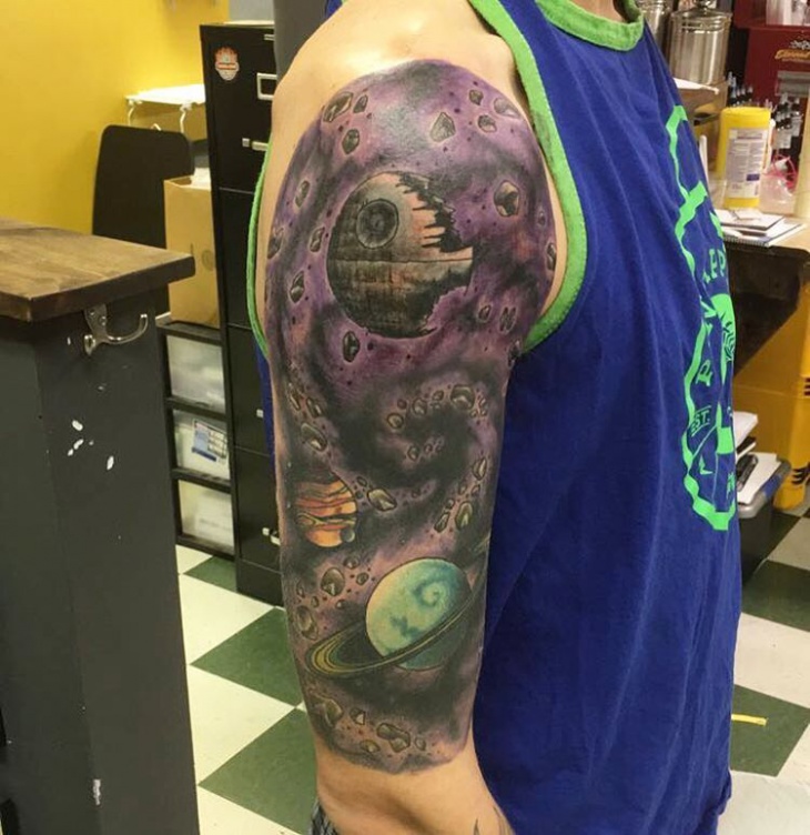 galaxy tattoo on sleeve