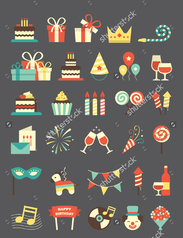 a set of birthday icons