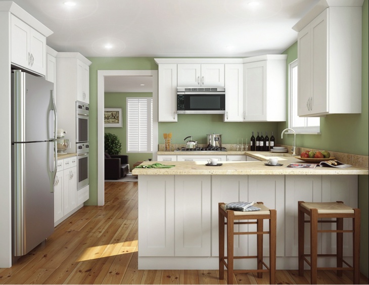 green and white kitchen cabinets