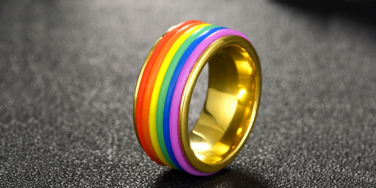 titanium rainbow equality ring