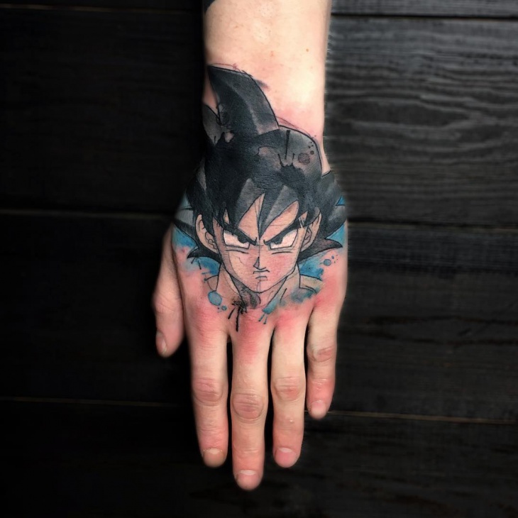 dragon ball tattoo on palm
