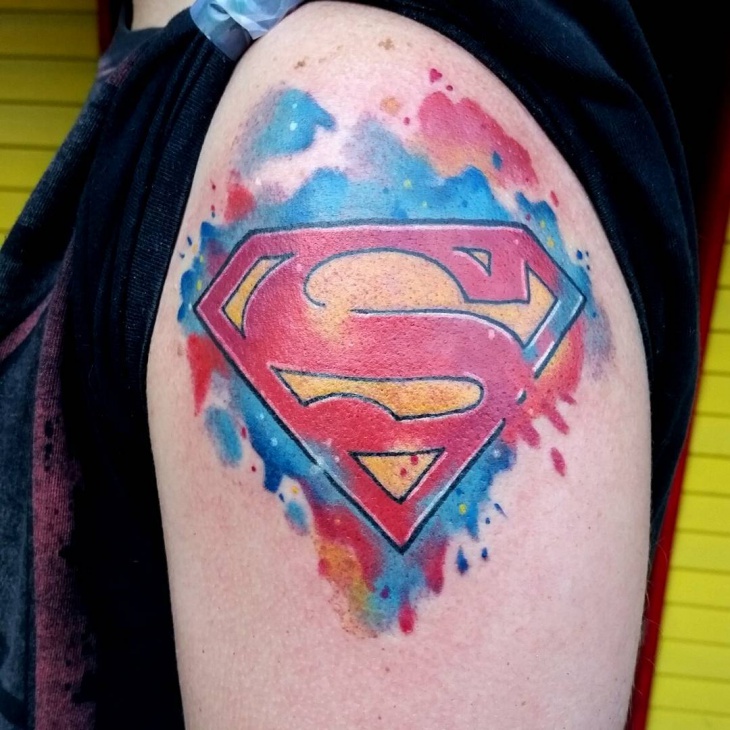 watercolor superman tattoo idea