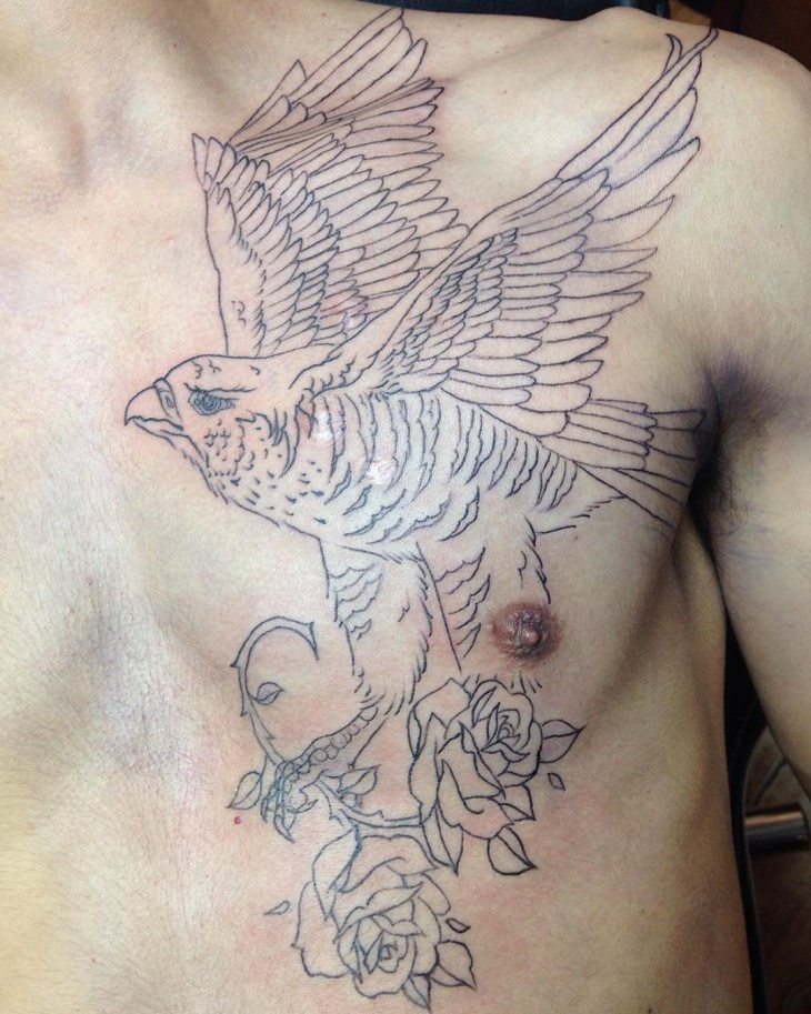 falcon chest tattoo