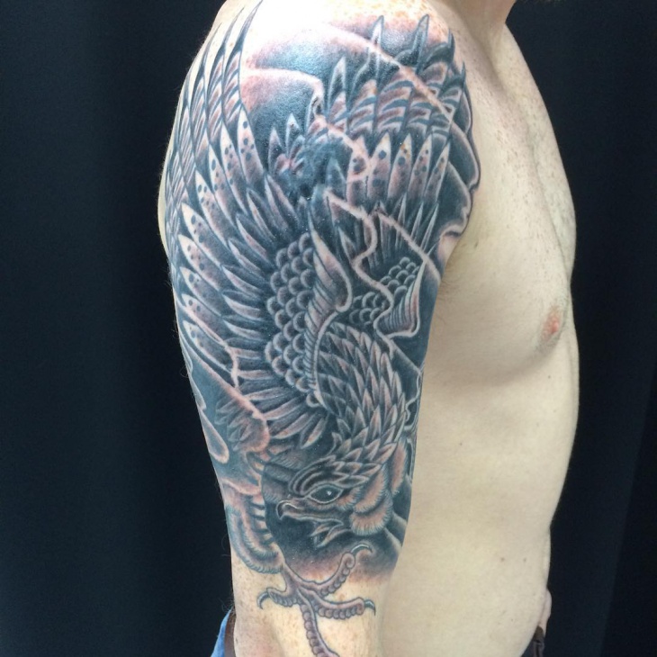 half sleeve falcon tattoo