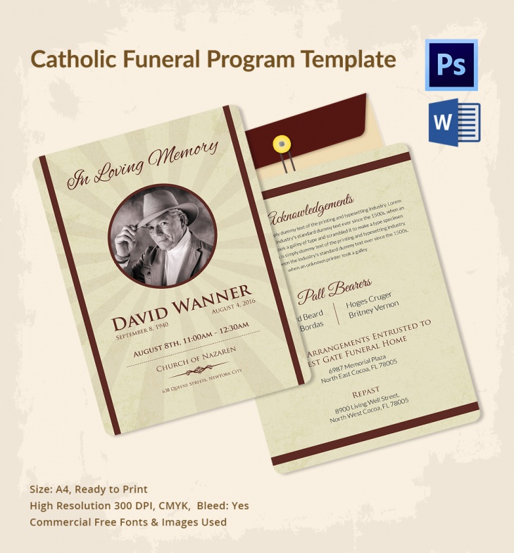 Free Catholic Funeral Template Printable Templates