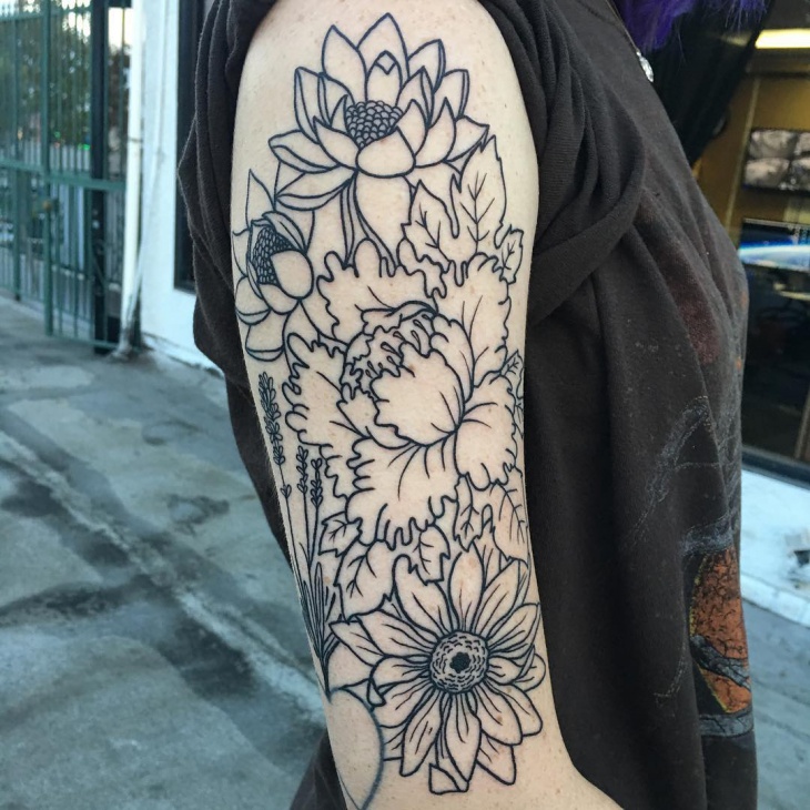 half sleeve flower tattoo design