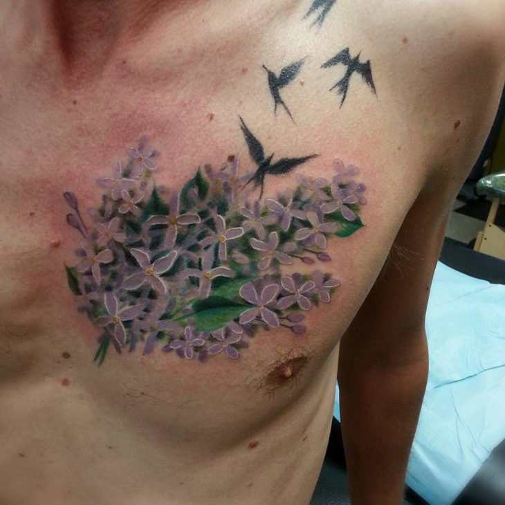 flower chest tattoo idea
