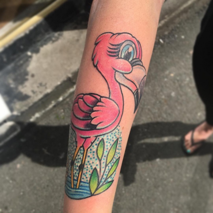 baby flamingo tattoo idea