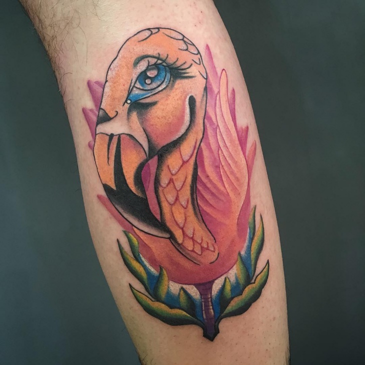 flamingo head tattoo idea