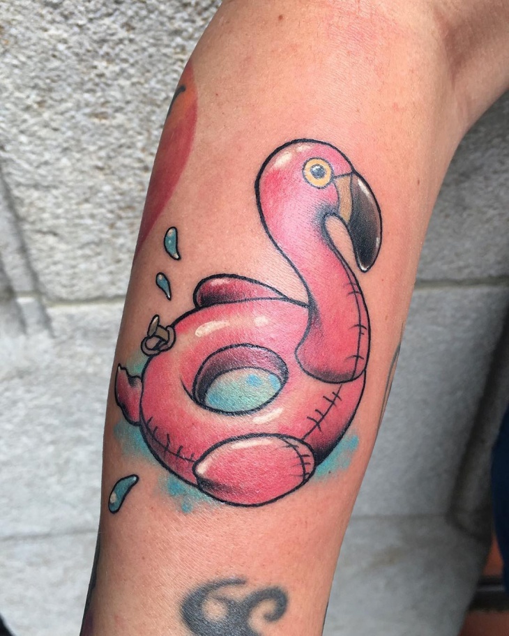 unique flamingo tattoo idea