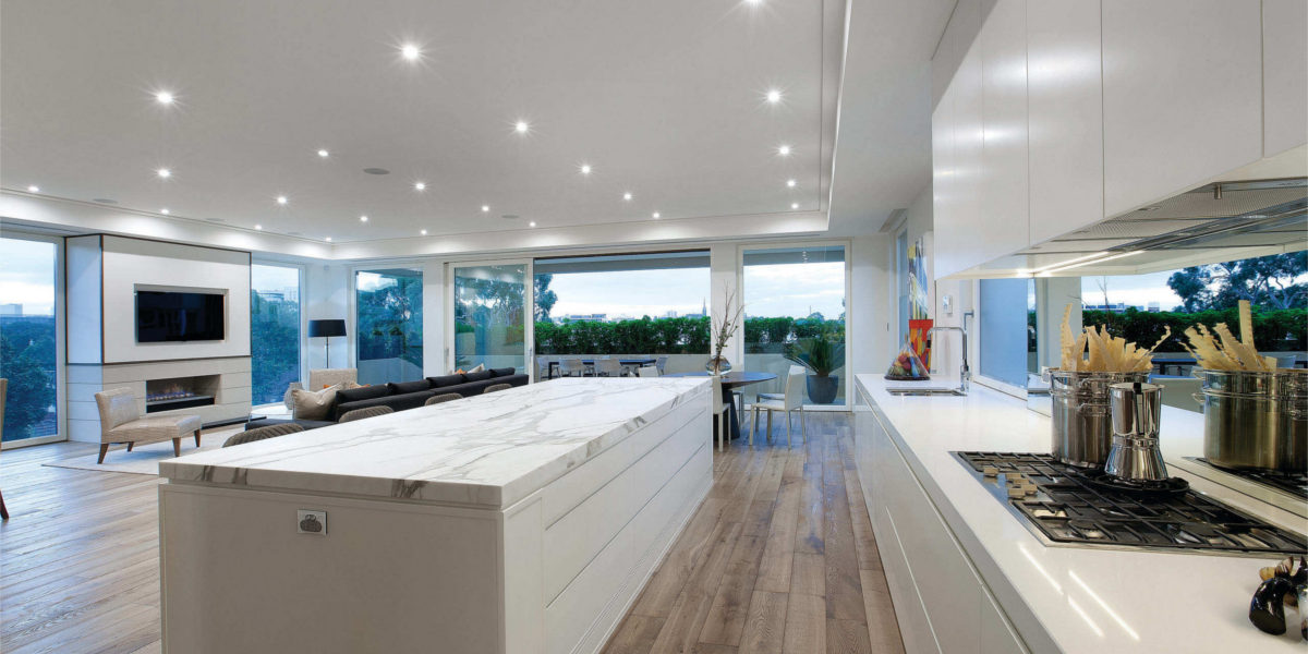 large kitchen room with scenic view