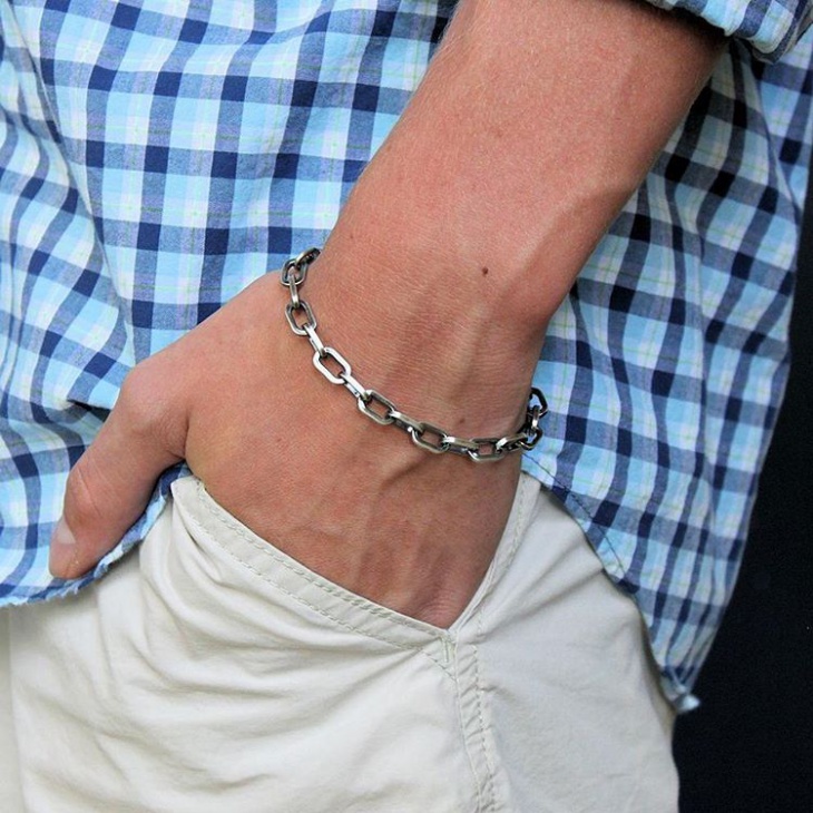 mens chain silver bracelet