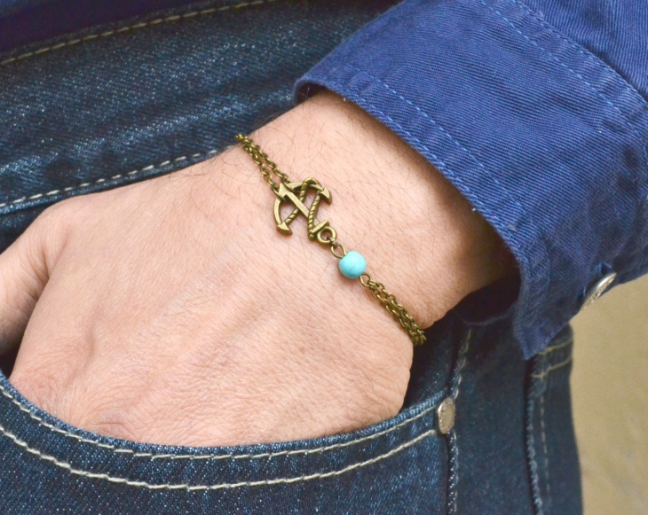 anchor charm bracelet for men
