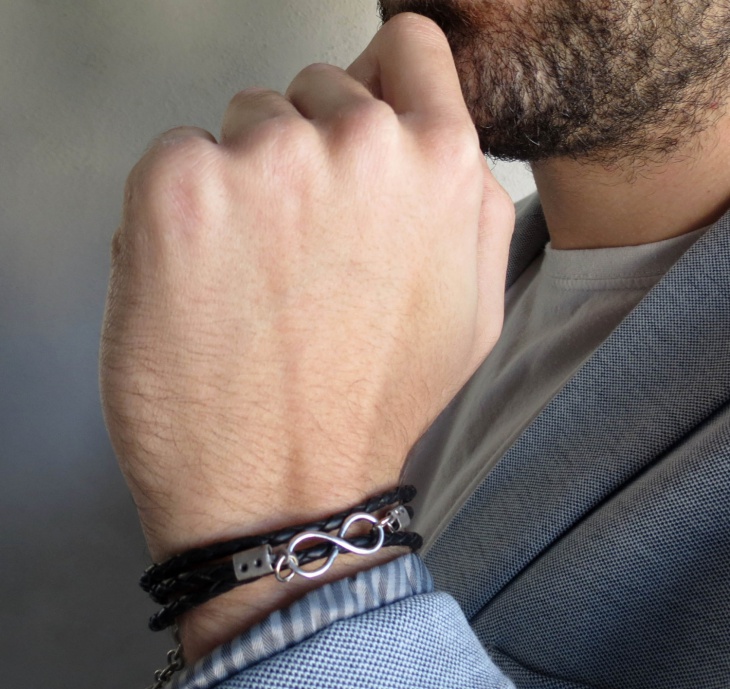 silver infinity bracelet for men