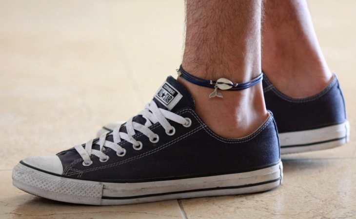 mens ankle blue bracelet