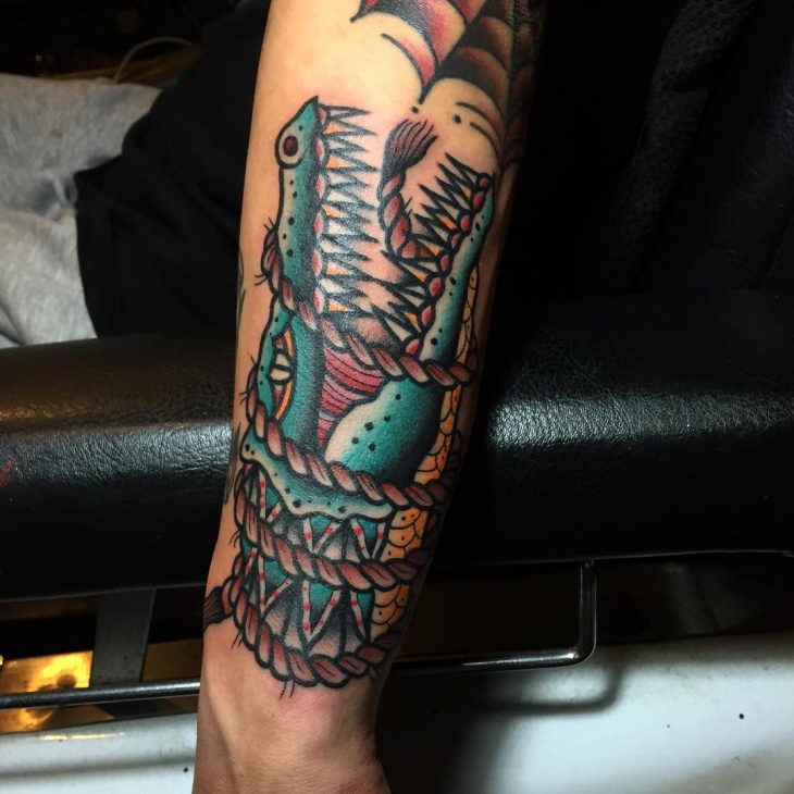 aztec crocodile tattoo